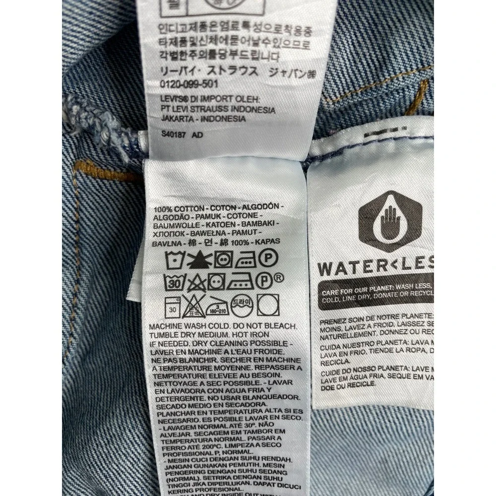 Levis Mens Denim Trucker Jacket Medium Wash Blue Cotton WaterLess Size XL - Picture 15 of 15